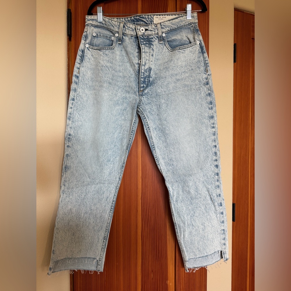 rag & bone Women’s Nina High-Rise Shorty Cigarette Faded Denim Jeans size 29